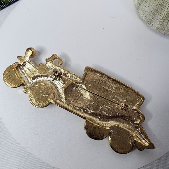 Antique Gold Gatsby Style Car Brooch Pin - Picture 6 of 7